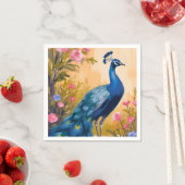 美しい孔雀の羽の花柄動物 スタンダードカクテルナプキン (インサイチュ)