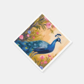美しい孔雀の羽の花柄動物 スタンダードカクテルナプキン (角)