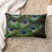 美しい孔雀の羽の装飾用クッション ランバークッション (ブランケット)