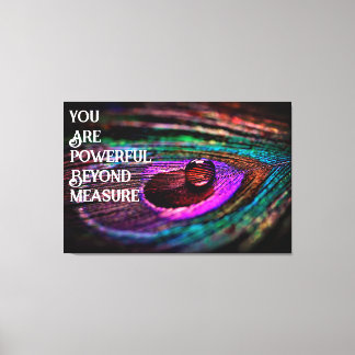 美しい孔雀の羽水滴 キャンバスプリント