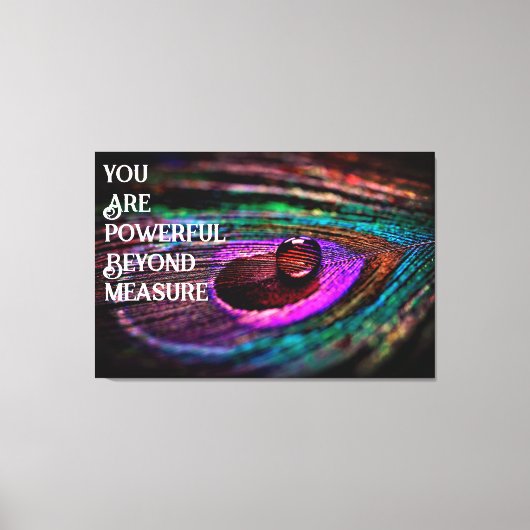 美しい孔雀の羽水滴 キャンバスプリント (正面)