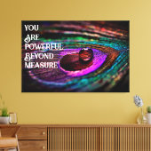 美しい孔雀の羽水滴 キャンバスプリント (インサイチュ (リビング))