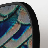 美しい孔雀の羽目羽毛クラスター ピックルボールラケット (左詳細)