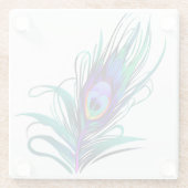 美しい孔雀の羽 ガラスコースター (裏面)