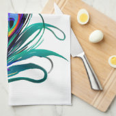 美しい孔雀の羽 キッチンタオル (四つ折り)