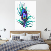 美しい孔雀の羽 キャンバスプリント (インサイチュ (寝室))