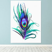美しい孔雀の羽 キャンバスプリント (インサイチュ (ウッドフロア))