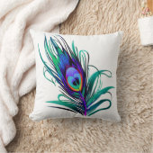 美しい孔雀の羽 クッション (ブランケット)