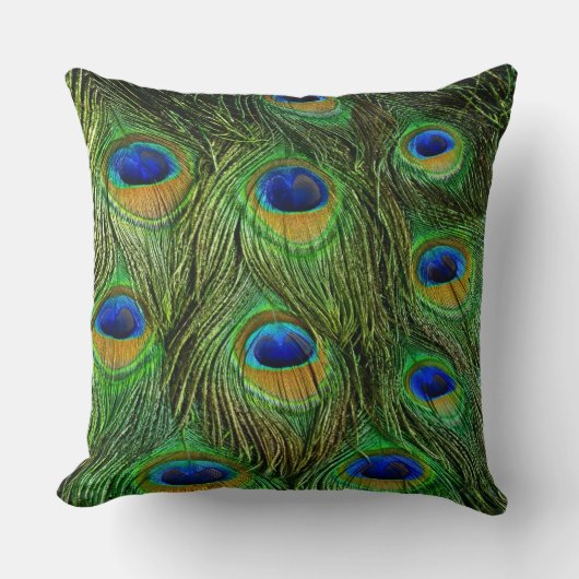 美しい孔雀の羽 クッション (正面)