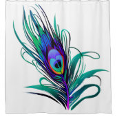 美しい孔雀の羽 シャワーカーテン (正面)