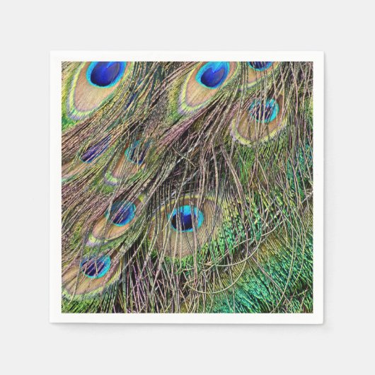 美しい孔雀の羽 スタンダードカクテルナプキン (正面)