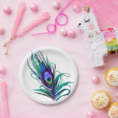 美しい孔雀の羽 ペーパープレート (パーティー)