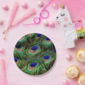 美しい孔雀の羽 ペーパープレート (パーティー)