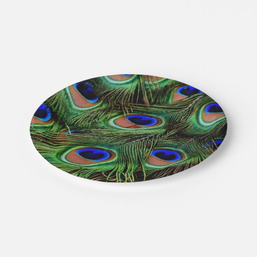 美しい孔雀の羽 ペーパープレート (アングル)