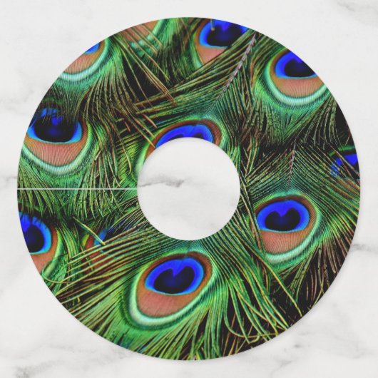 美しい孔雀の羽 ワイングラスタグ (正面)