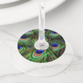 美しい孔雀の羽 ワイングラスタグ (クローズアップ)