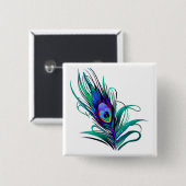 美しい孔雀の羽 缶バッジ (正面&裏面)