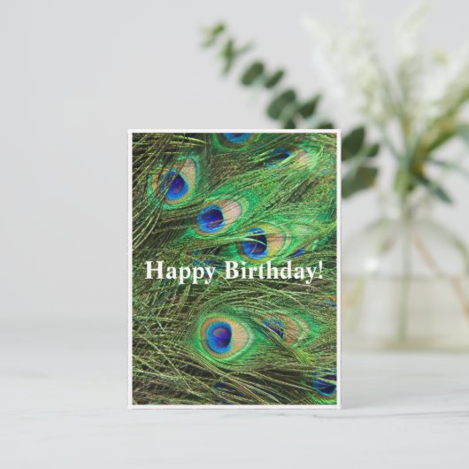 美しい孔雀カスタマイズ可能な誕生日はがき ポストカード (スタンド正面)