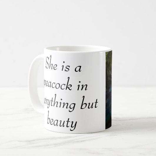 美しい孔雀カスタムのペットの写真をパーソナライズ コーヒーマグカップ (正面左)