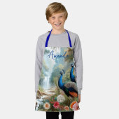 美しい孔雀ガールズクラフト エプロン (着用した状態)