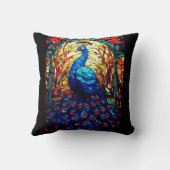 美しい孔雀ステンドグラス野生生物アート クッション (裏面)