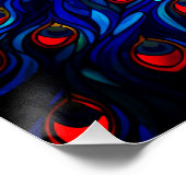 美しい孔雀ステンドグラス野生生物アート ポスター (コーナー)