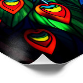 美しい孔雀ステンドグラス野生生物アート ポスター (コーナー)