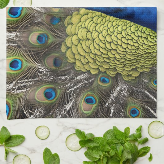美しい孔雀 キッチンタオル (折り畳み)