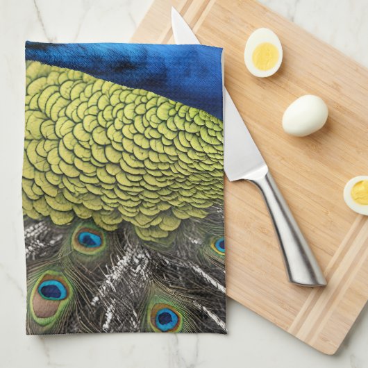 美しい孔雀 キッチンタオル (四つ折り)