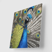 美しい孔雀 スクエア壁時計 (傾斜)