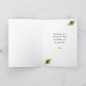 美しい孔雀&トロピカルフラワーズ誕生日 ノートカード (内部)