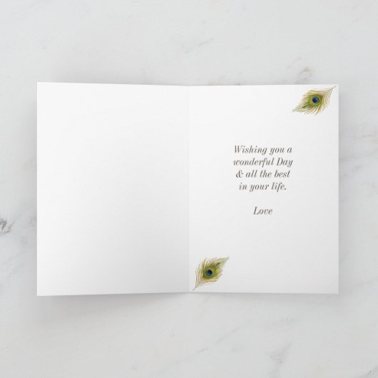 美しい孔雀&トロピカルフラワーズ誕生日 ノートカード (内部)