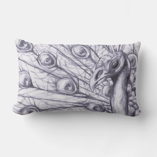 美しい孔雀 ランバークッション (正面)