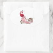 美しい孔雀 楕円形シール (バッグ)