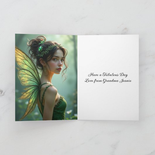 美しい孫娘エンチャント12誕生日 カード (内部)