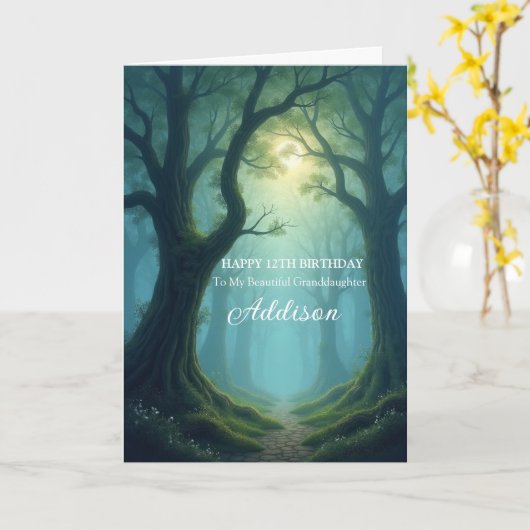 美しい孫娘エンチャント12誕生日 カード (黄色い花)