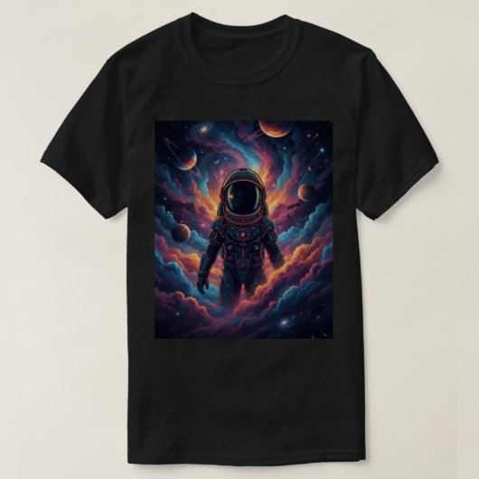 美しい宇宙飛行士星雲スペースグラフィックT- Tシャツ (デザイン正面)