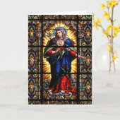 美しい宗教的な聖なるハートのヴァージンマリア カード (黄色い花)