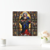 美しい宗教的な聖なるハートのヴァージンマリア スクエア壁時計 (ホーム)