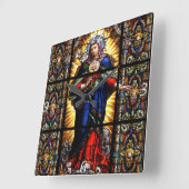 美しい宗教的な聖なるハートのヴァージンマリア スクエア壁時計 (傾斜)