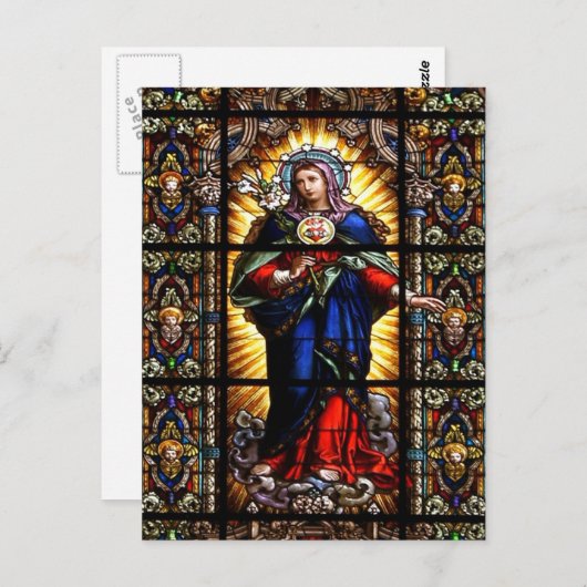 美しい宗教的な聖なるハートのヴァージンマリア ポストカード (正面/裏面)