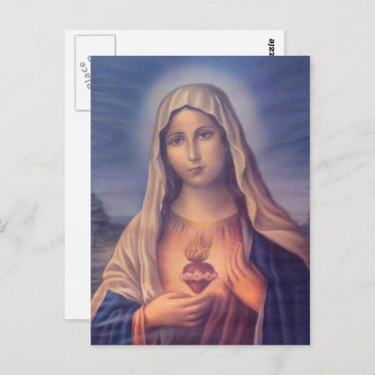 美しい宗教的な聖なるハートのヴァージンマリア ポストカード (正面/裏面)