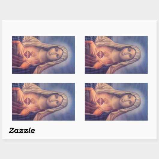 美しい宗教的な聖なるハートのヴァージンマリア 長方形シール (シート)