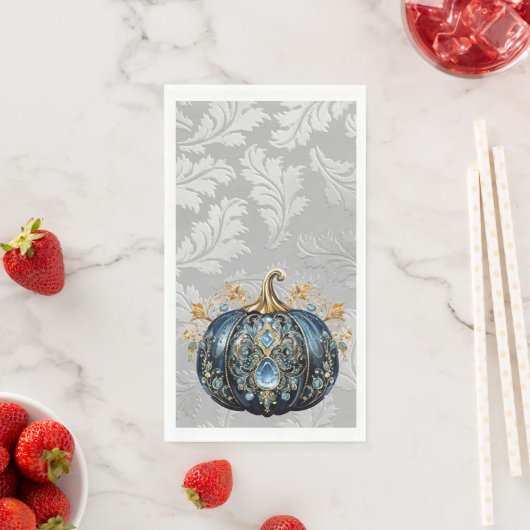 美しい宝石で飾られた青と金ゴールドカボチャ (インサイチュ)