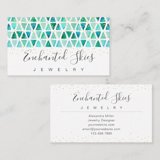 美しい宝石金ゴールドフェイクフォイルジュエリー 名刺 (正面/裏面)