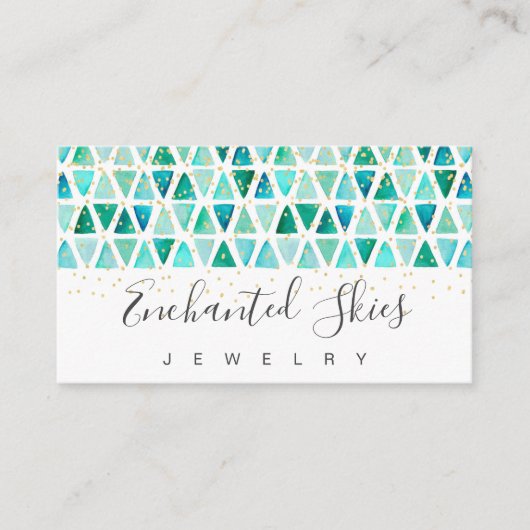 美しい宝石金ゴールドフェイクフォイルジュエリー 名刺 (正面)