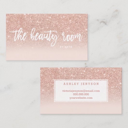 美しい室タイポグラフィバラ金ゴールドグリッター赤面 名刺 (正面/裏面)