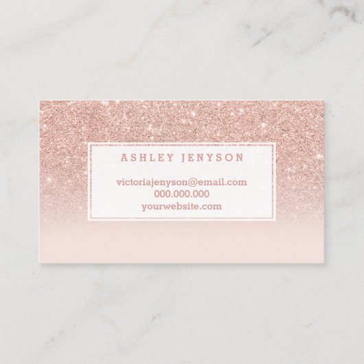 美しい室タイポグラフィバラ金ゴールドグリッター赤面 名刺 (裏面)