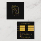 美しい室 |ヘアサロン |ブラック&金ゴールド 予約カード (正面/裏面)