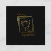 美しい室 |ヘアサロン |ブラック&金ゴールド 予約カード (正面)